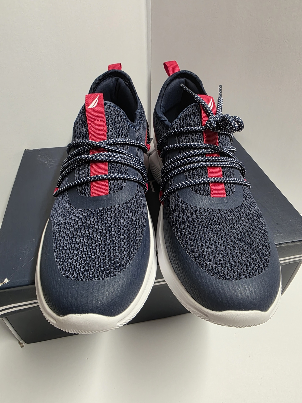 Nautica Navy and Red Slip-On Athletic Sneakers with White Sole - Picture 4 of 5